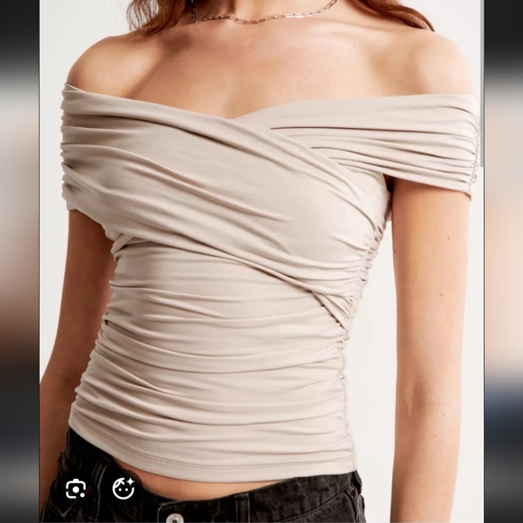Abercrombie & Fitch Tops - Abercrombie & Fitch-Off The Shoulder Ruched Wrap Top -Size Xs - Cream